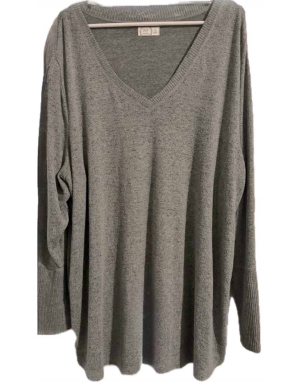 Maurices 24/7 Gray Heather Soft V-Neck Oversized Pullover Sweater Top 3X
